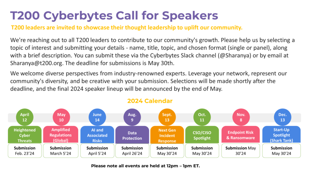 T200 Cyberbytes Call for Speakers